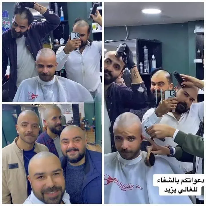 اربد...حصد الاف المشاهدات.. ماذا فعل حلاقين ومالك صالون أثناء إزالة شعر زميلهم المريض بالسرطان ؟ (فيديو)